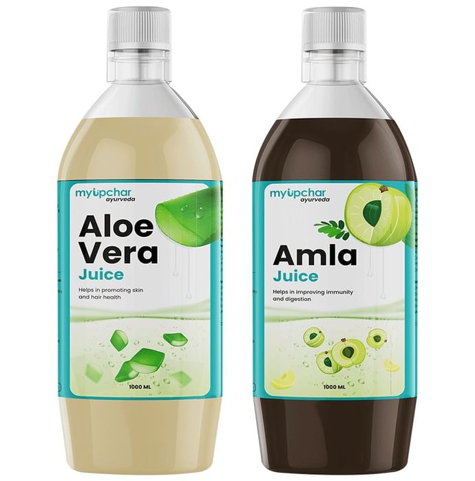 Myupchar Ayurveda Clear Skin Combo Pack of Amla Juice & Aloe Vera Juice (1000ml Each) - Nibasu