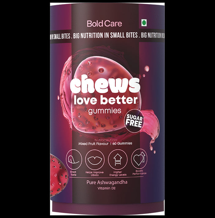 Bold Care Chew Love Better Pure Ashwagandha Gummy Mixed Fruit Sugar Free - Nibasu
