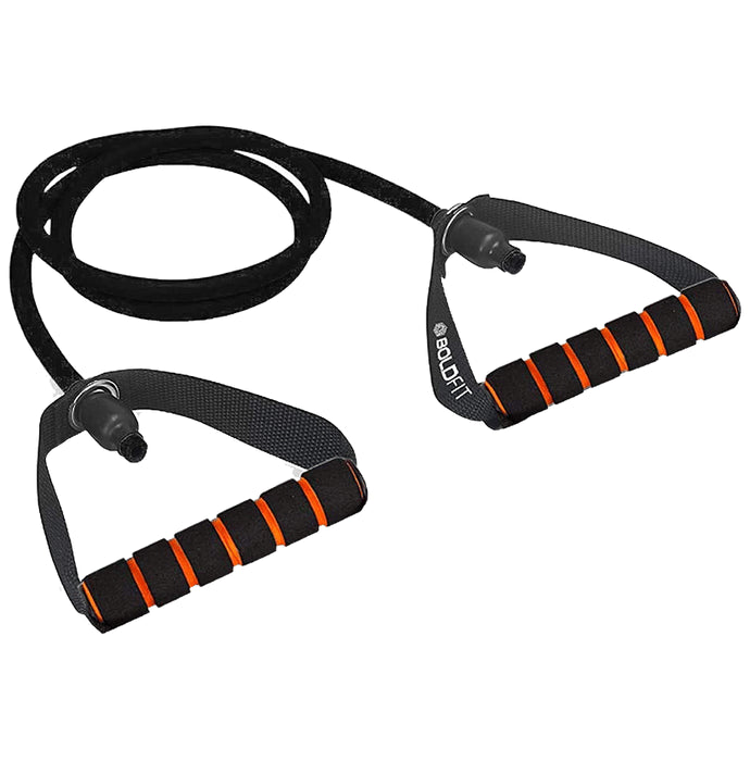 Boldfit Resistance Tube with Foam Handles, Door Anchor for Exercise & Stretching Black 15kg - Nibasu