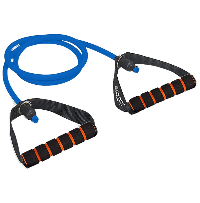 Boldfit Resistance Tube with Foam Handles, Door Anchor for Exercise & Stretching Blue 20kg - Nibasu