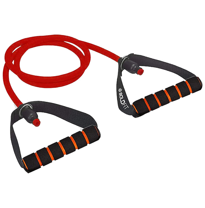 Boldfit Resistance Tube with Foam Handles, Door Anchor for Exercise & Stretching Red 10kg - Nibasu
