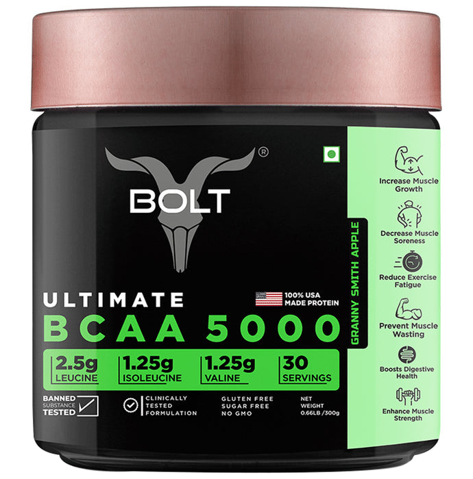 Bolt Ultimate BCAA 5000 Powder Granny Smith Apple - Nibasu