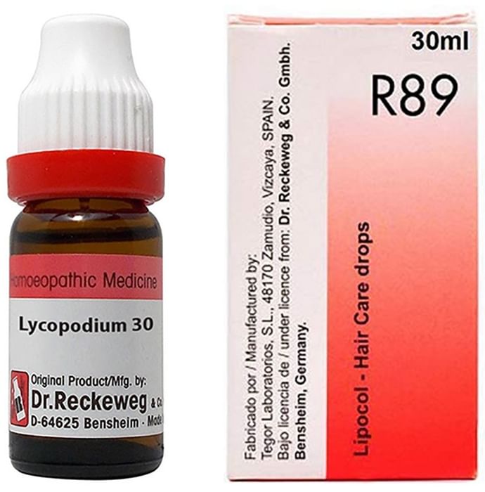 Dr. Reckeweg Hair Care Combo Pack of Lycopodium Dilution 30CH 11ml & R89 Hair Care Drop 30ml - Nibasu