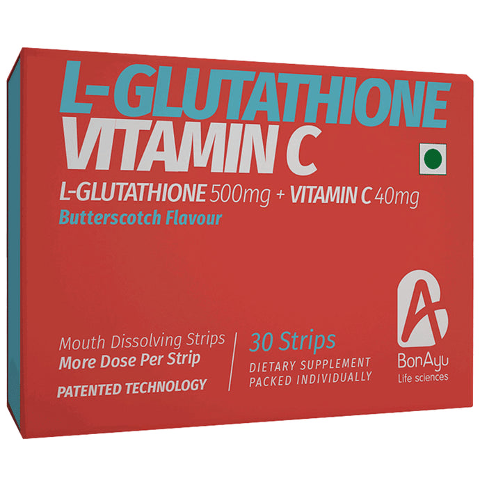 BonAyu L-Glutathione Vitamin C Mouth Dissolving Strip Butterscotch - Nibasu