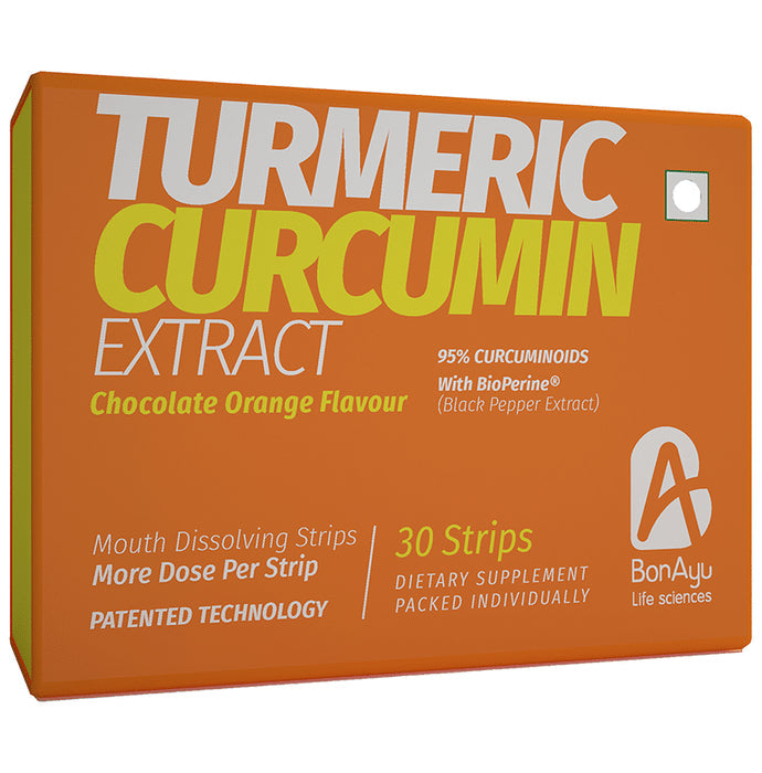 BonAyu Turmeric Curcumin Extract Mouth Dissolving Strip Chocolate Orange - Nibasu