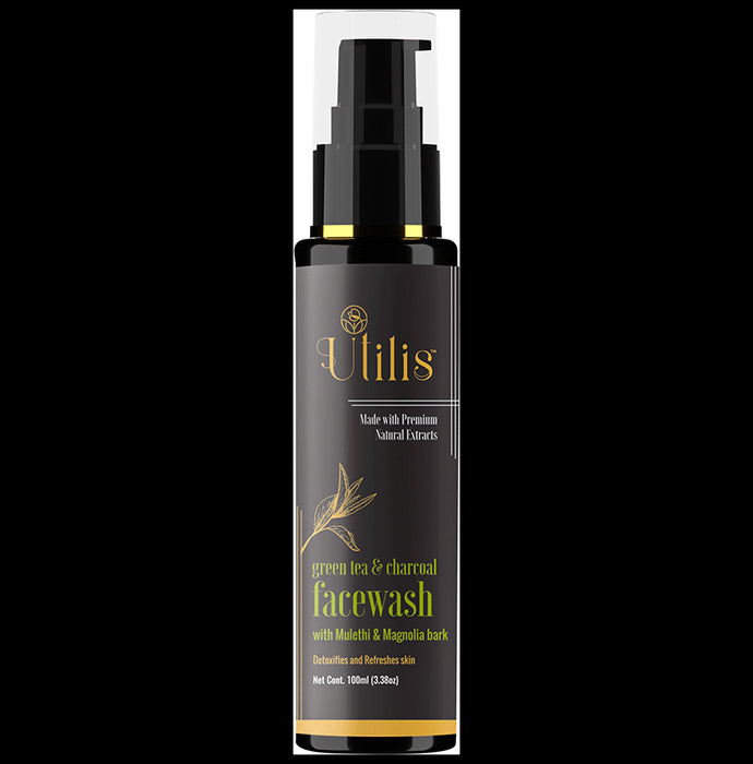 Utilis Green Tea & Charcoal Face Wash - Nibasu