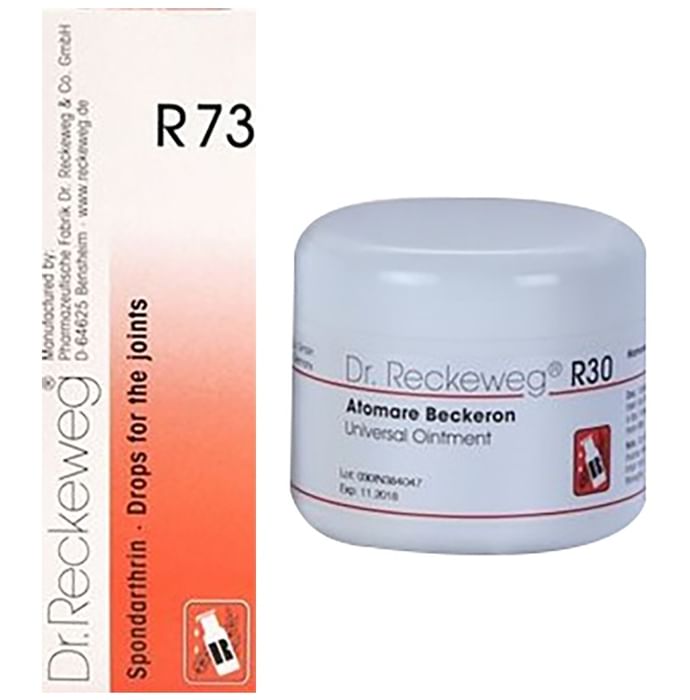Dr. Reckeweg Joint Care Combo Pack of R30 Atomare Beckeron Universal Ointment 85gm & R73 Joint Pain Drop 22ml - Nibasu