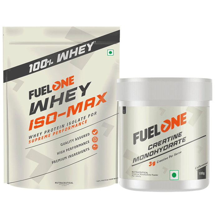 Fuel One Combo Pack of Iso-Max Whey Protein Isolate 31gm (1kg) & Creatine Monohydrate (100gm) - Nibasu