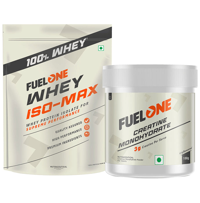 Fuel One Combo Pack of Whey Iso-Max Mango Flavour (1 kg) & Creatine Monohydrate (100gm) - Nibasu