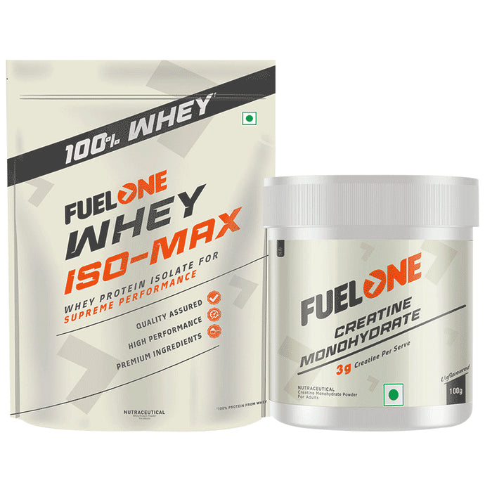 Fuel One Whey Iso-Max, Whey Protein Isolate 1 Kg & Creatine Monohydrate 100g - Nibasu