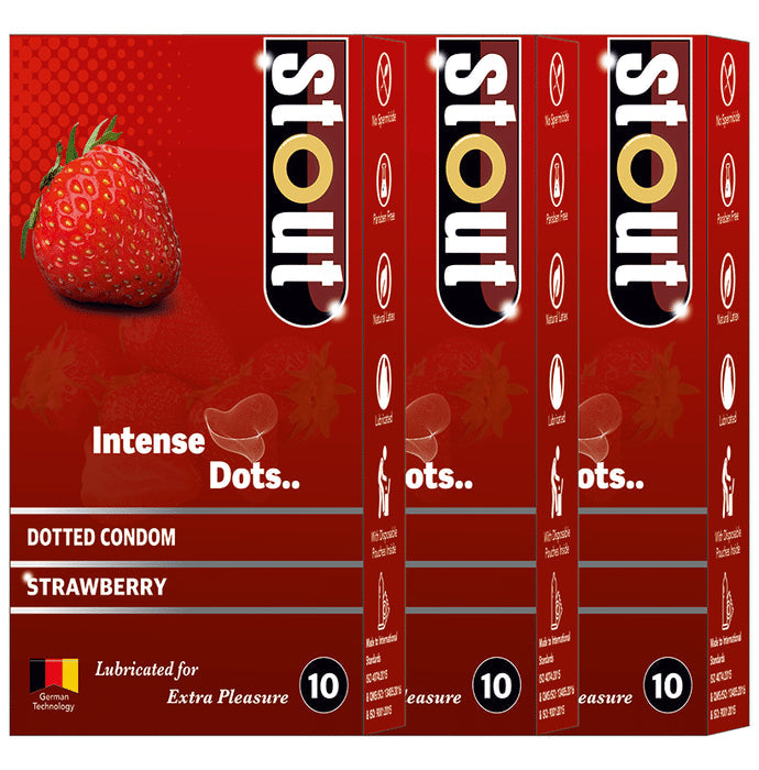 Stout Dotted Condom (10 Each) Strawberry - Nibasu