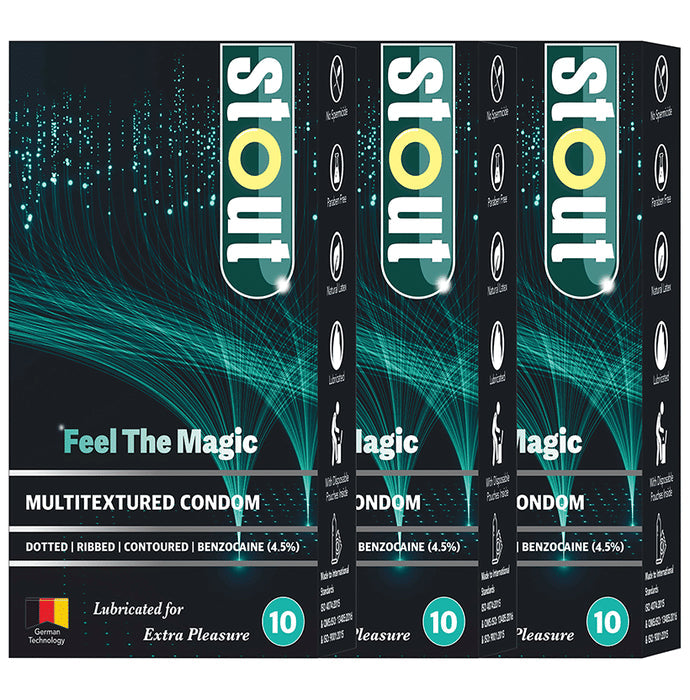 Stout Feel The Magic Multitextured Condom (10 Each) - Nibasu