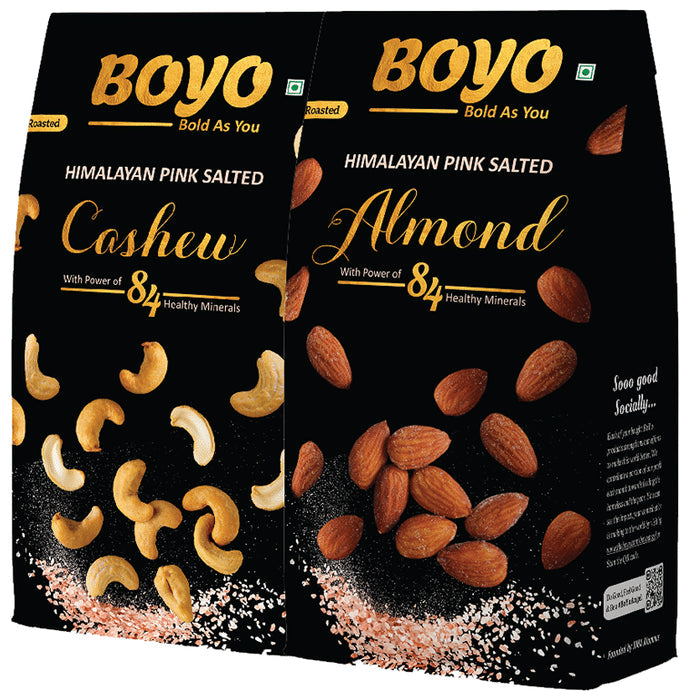 Boyo Combo Pack of Himalayan Pink Salted Cashew & Himalayan Pink Salted Almond (200gm Each) - Nibasu