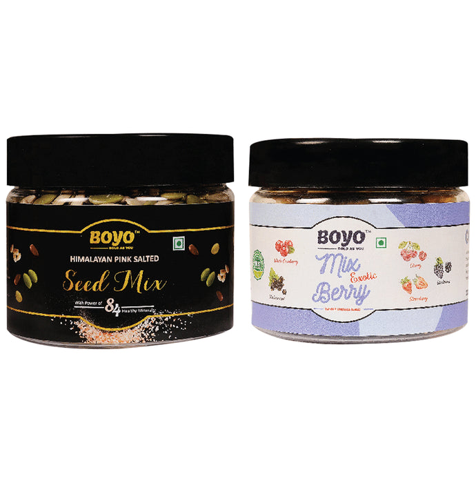 Boyo Combo Pack of Himalayan Pink Salted Seed Mix (250gm) & Mix Exotic Berry (225gm) - Nibasu