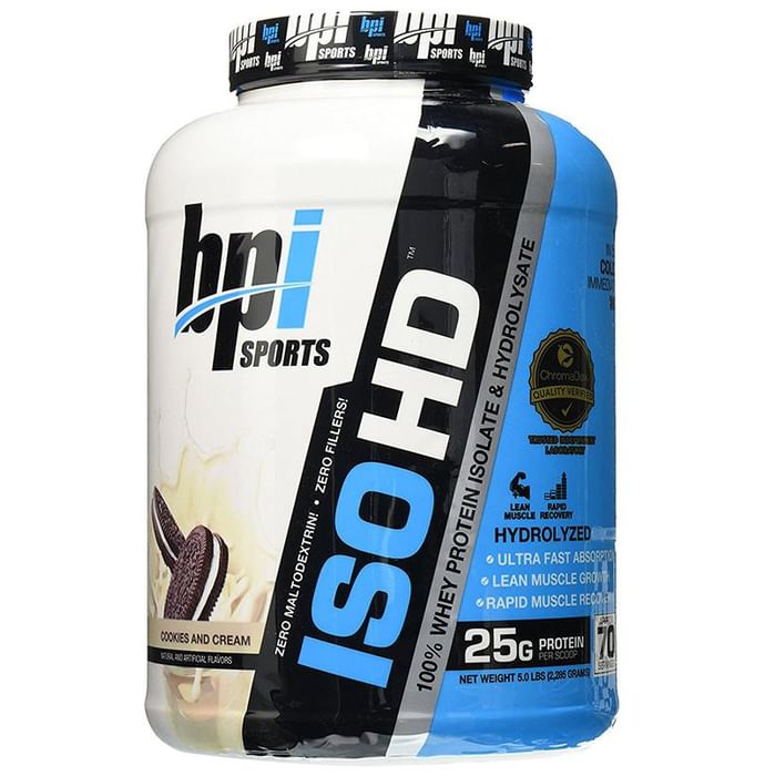 BPI Sports ISO HD 100% Whey Protein Isolate & Hydrolysate Cookies & Cream - Nibasu