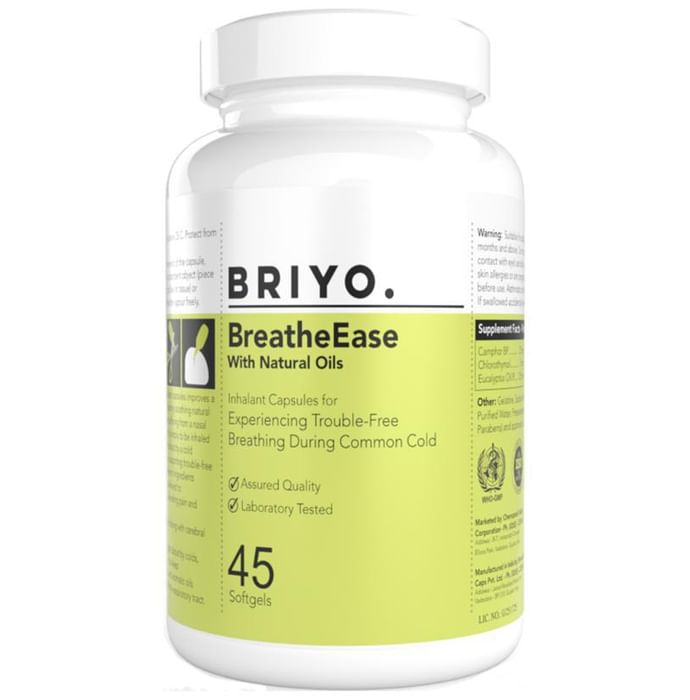 Briyo BreatheEase: 45 Decongestant Capsules for Easy Breathing Relief During Common Colds - Nibasu