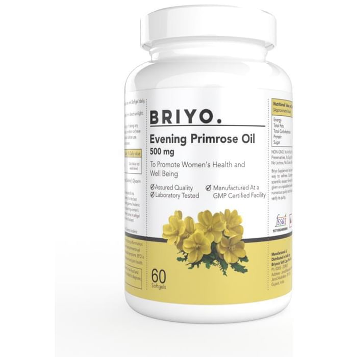 Briyo Evening Primrose Oil 1000mg Soft Gelatin Capsule for Women's Wellness Supports Hormonal Balance & Healthy Skin - Nibasu