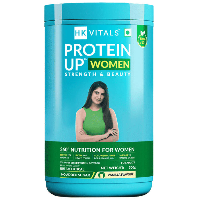 HK Vitals Protein Up Women with Biotin & Garcinia | For Strength & Beauty | Flavour Powder Vanilla - Nibasu
