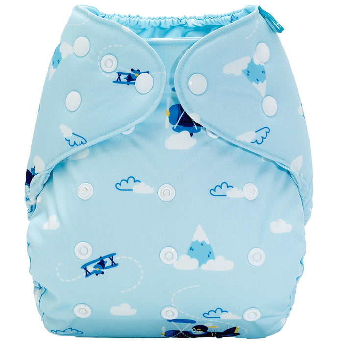 Bumberry Adjustable Reusable Cloth Diaper Cover With 1 Wet Free Insert Helicopter - Nibasu