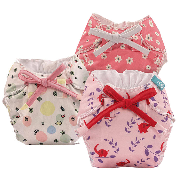 Bumberry Baby Smart Nappy Leak Proof Reusable & Adjustable Cloth Diaper for Newborn Baby Elephant, Fruityline, Lilies - Nibasu