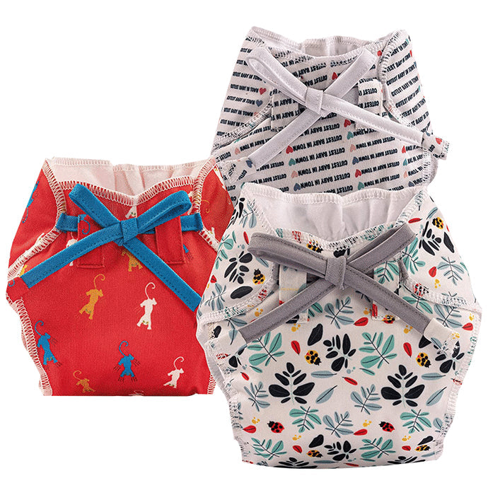 Bumberry Baby Smart Nappy Leak Proof Reusable & Adjustable Cloth Diaper for Newborn Catscape, Leaves & Bugs,Cute Baby Print - Nibasu
