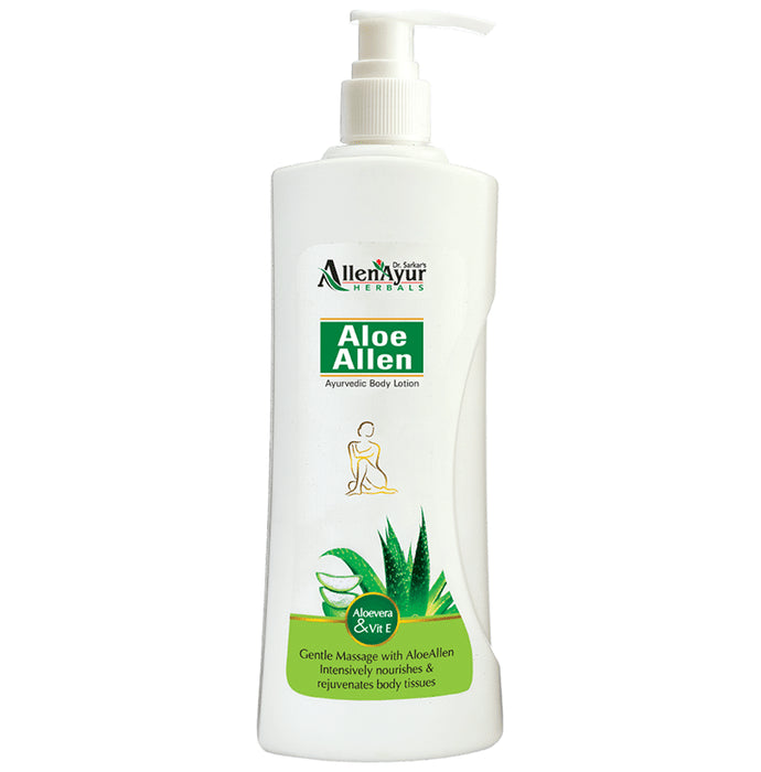 Dr. Sarkar's Allen Ayur Herbals Aloe Allen Ayurvedic Body Lotion (300ml Each) Aloevera & Vit E - Nibasu