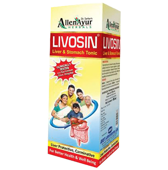Dr. Sarkar's Allen Ayur Herbals Livosin Liver & Stomach Tonic (450ml Each) - Nibasu