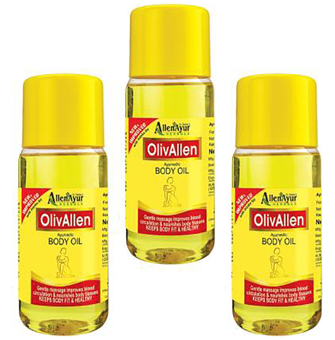 Dr. Sarkar's Allen Ayur Herbals OlivAllen Ayurvedic Body Oil (200ml Each) - Nibasu