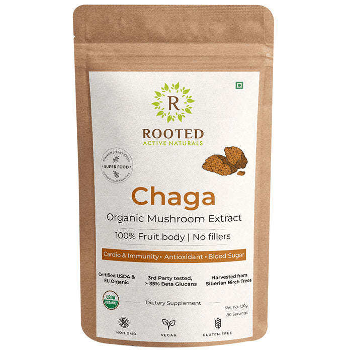 Rooted Active Naturals Chaga Mushroom Extract Powder - Nibasu
