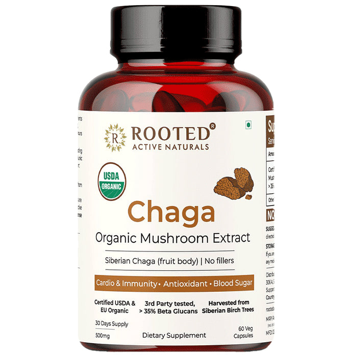Rooted Active Naturals Chaga Organic Mushroom Extract Capsule - Nibasu