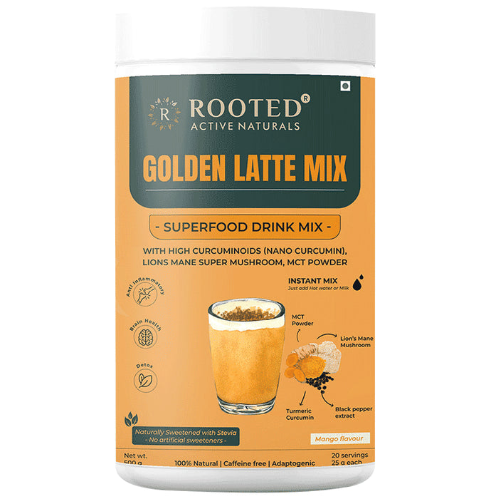 Rooted Active Naturals Golden Latte Mix Mango Flavour - Nibasu
