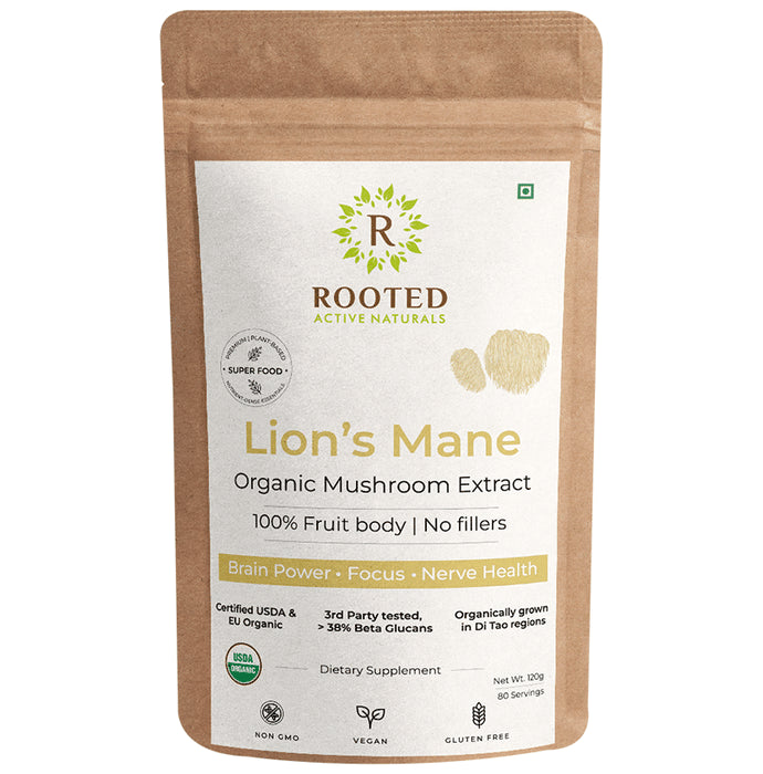 Rooted Active Naturals Lion's Mane Mushroom Extract Powder - Nibasu