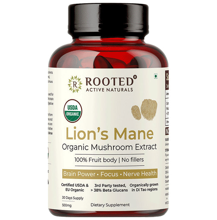 Rooted Active Naturals Lions Mane Organic Mushroom Extract Capsule - Nibasu