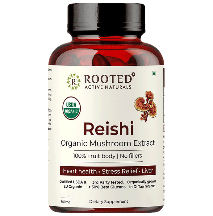 Rooted Active Naturals Reishi Organic Mushroom Extract Capsule - Nibasu