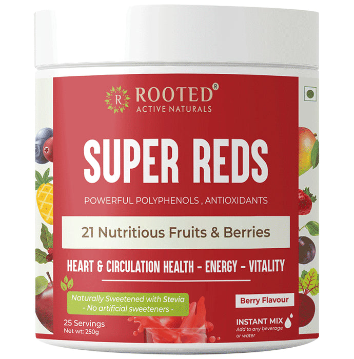 Rooted Active Naturals Super Reds 21 Nutritious Fruits & Berries Powder - Nibasu