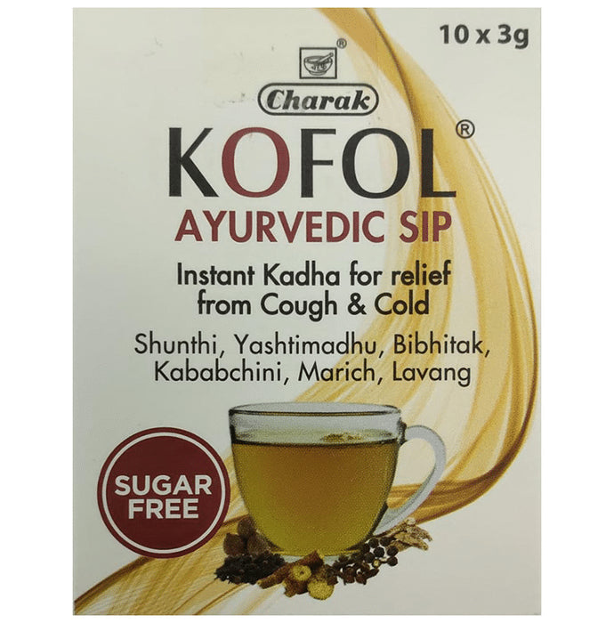 Kofol Ayurvedic Sip Instant Kadha Sachet For Cold,Cough & Sore Throat (3gm Each) Sugar Free - Nibasu