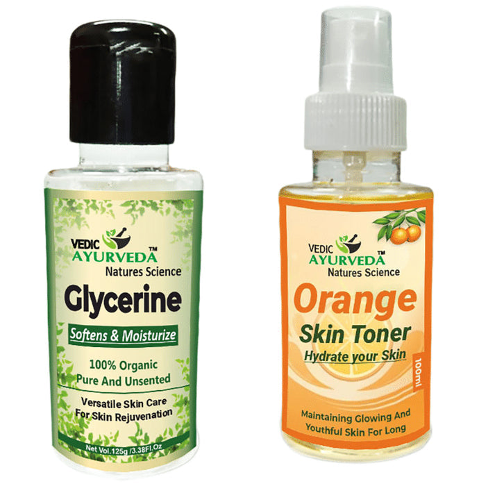 Vedic Ayurveda Combo Pack of Glycerine (125g) & Orange Skin Toner (100ml) - Nibasu