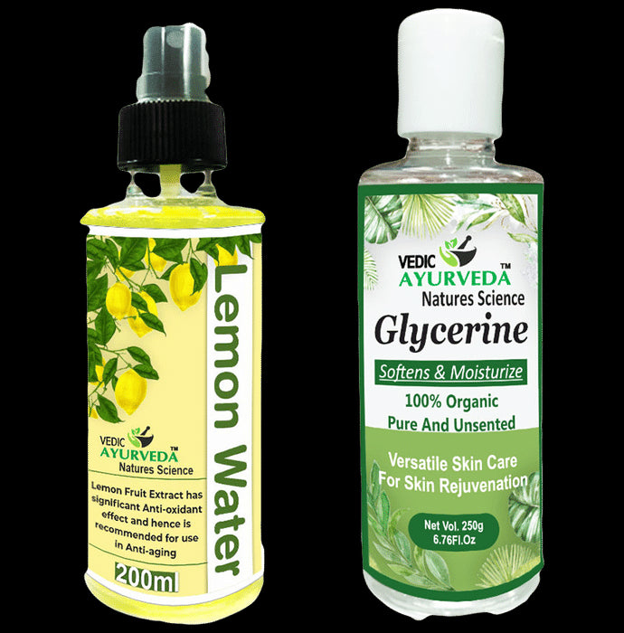 Vedic Ayurveda Combo Pack of Lemon Water (200ml) With Glycerine (250g) - Nibasu