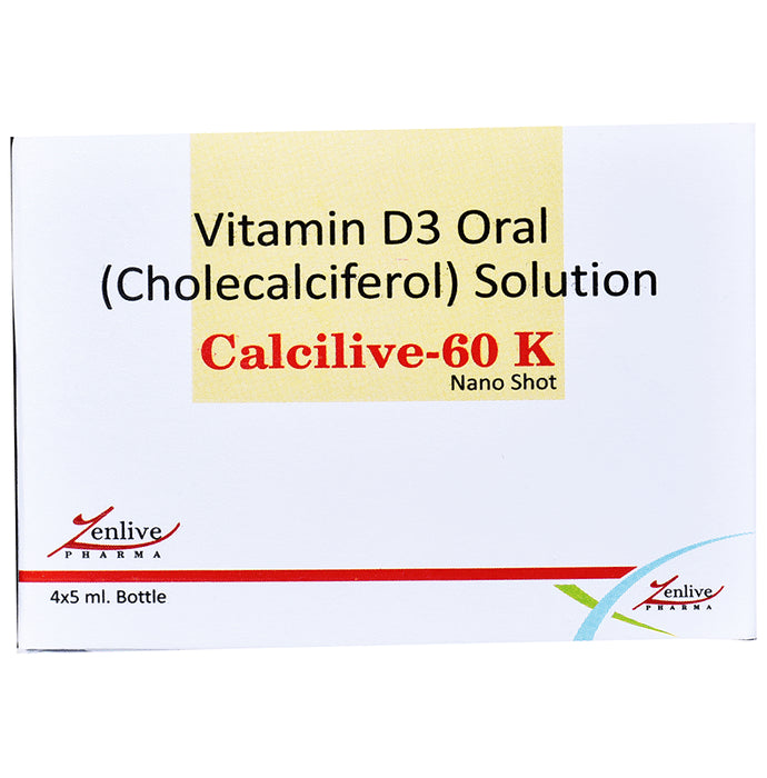 Calcilive 60 K Vitamin D3 Nano Shot Oral Solution (5ml Each) Buy 1 Get 1 Free - Nibasu