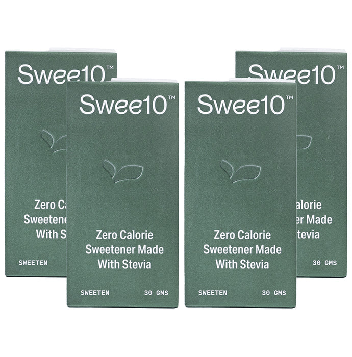 Swee10 Natural Stevia Sweetener Powder | Sugar Free | Zero Calorie Sugar Substitute 30 Sachet (1gm Each) - Nibasu