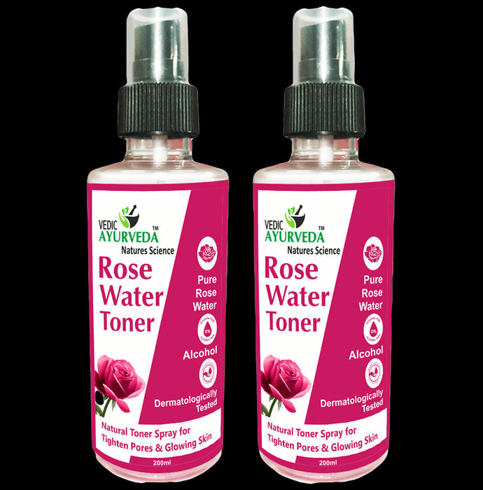 Vedic Ayurveda Rose Water Toner (200ml Each) - Nibasu