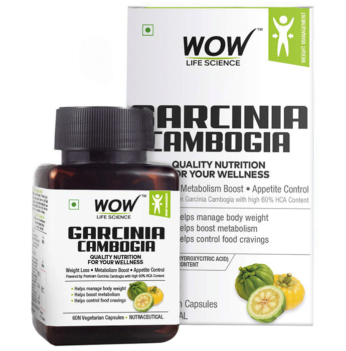WOW Life Science Garcinia Cambogia Vegetarian Capsules - Nibasu
