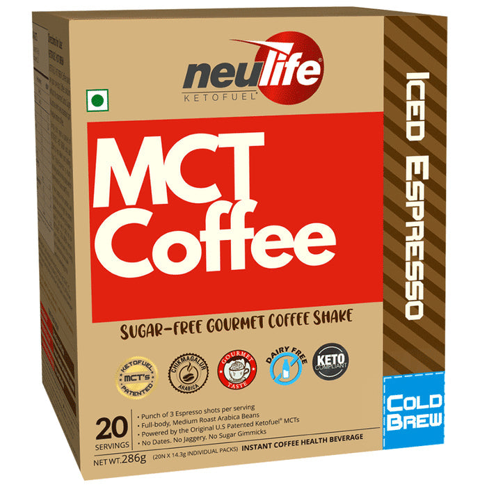 Neulife MCT Bullet Coffee(14.3gm Each) Sachet Iced Espresso - Nibasu