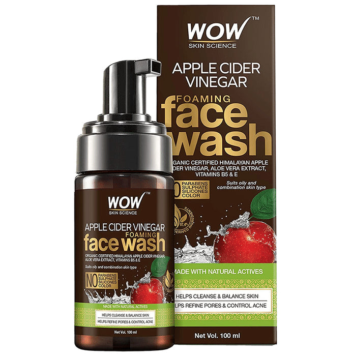 WOW Skin Science Apple Cider Vinegar Foaming Face Wash - Nibasu
