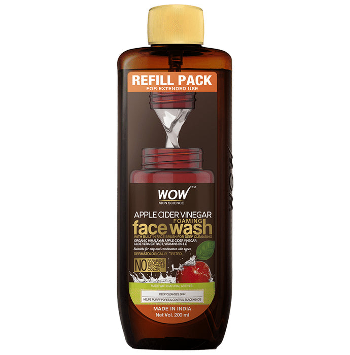 WOW Skin Science Apple Cider Vinegar Foaming Face Wash Refill Pack - Nibasu