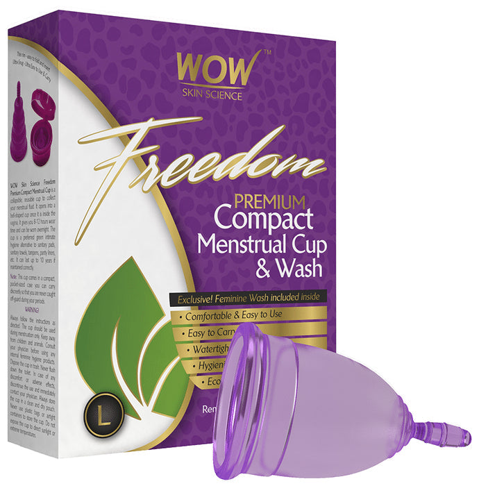 WOW Skin Science Freedom Premium Compact Menstrual Cup & Wash Large - Nibasu