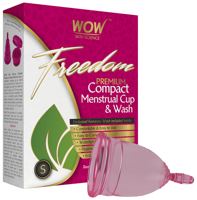 WOW Skin Science Freedom Premium Compact Menstrual Cup & Wash Medium - Nibasu