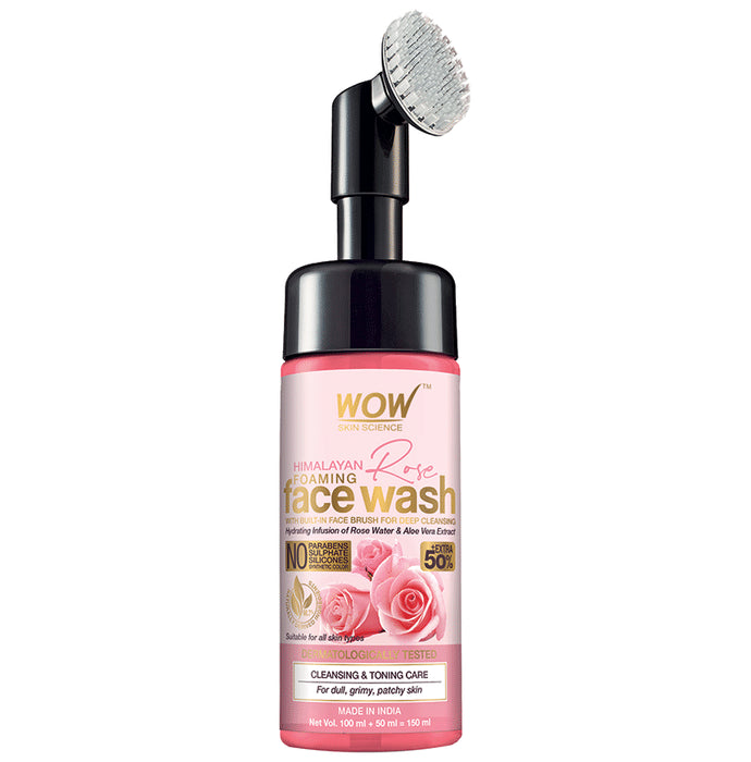 WOW Skin Science Himalayan Rose Foaming Face Wash with Built-In Face Brush - Nibasu