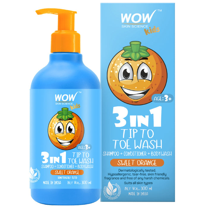 WOW Skin Science Kids 3 in 1 Tip to Toe Wash Sweet Orange - Nibasu