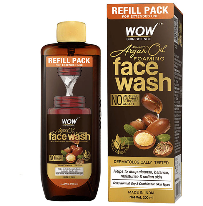 WOW Skin Science Moroccan Argan Oil Foaming Face Wash Refill Pack - Nibasu